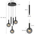 Steinhauer pendant luminaire VOLARI 5 flames IP20, black dimmable