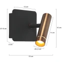 wall luminaire LUMO 1 flame IP20, bronze dimmable