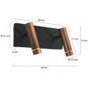 wall luminaire LUMO 2 flames IP20, bronze dimmable