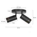 Mexlite ceiling luminaire DOWNLUME 2 flames GU10 IP20, black dimmable