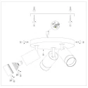 Mexlite ceiling luminaire DOWNLUME 3 flames GU10 IP20, black dimmable