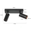Mexlite ceiling luminaire DOWNLUME 2 flames GU10 IP20, black dimmable