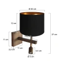 Steinhauer wall luminaire STANG 2 flames E27 IP20, bronze dimmable