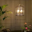 Steinhauer Steinhauer Pendant luminaire PIMPERNEL, 4 flames, glass, bronze