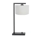 Steinhauer table lamp STANG down, with switch, with shade, with plug E27 IP20, black matt dimmable