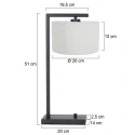 Steinhauer table lamp STANG down, with switch, with shade, with plug E27 IP20, black matt dimmable