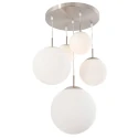 Steinhauer Steinhauer Pendant luminaire BOLLIQUE, 5 flames, glasskugeln white, fitting silver