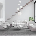 Steinhauer Steinhauer Pendant luminaire BOLLIQUE, 5 flames, glasskugeln white, fitting silver