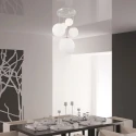 Steinhauer Steinhauer Pendant luminaire BOLLIQUE, 5 flames, glasskugeln white, fitting silver