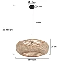 Steinhauer pendant luminaire SPARKLED LIGHT - IKARO 1 flame, round E27 IP20, beech, natural colour dimmable