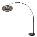Steinhauer floor lamp SPARKLED LIGHT - IKARO ribbed, cylindrical, with switch, with shade, adjustable E27 IP20, black matt 