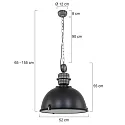Steinhauer pendant luminaire BIKKEL - Ø 52CM 1 flame, large E27 IP20, black matt dimmable