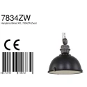Steinhauer pendant luminaire BIKKEL - Ø 52CM 1 flame, large E27 IP20, black matt dimmable