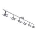spotlight bar NATASJA 6 flames, long, Dim-To-Warm, adjustable GU10 IP20, steel brushed dimmable