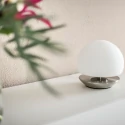 Steinhauer table lamp ANCILLA round, short, with touch dimmer G9 IP20, steel brushed dimmable