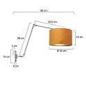 wall luminaire PRESTIGE CHIC cylindrical, with switch, with shade, with jointed arm, with plug E27 IP20, steel brushed dimmable