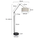 Steinhauer floor lamp PRESTIGE CHIC cylindrical, with switch, with shade, with jointed arm E27 IP20, black matt 