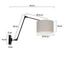 Steinhauer wall luminaire PRESTIGE CHIC cylindrical, with switch, with shade, with jointed arm, with plug E27 IP20, black matt dimmable