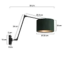 Steinhauer wall luminaire PRESTIGE CHIC cylindrical, with switch, with shade, with jointed arm, with plug E27 IP20, black matt dimmable