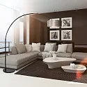 floor lamp SPARKLED LIGHT cylindrical, with switch, with shade, with plug, adjustable E27 IP20, black matt dimmable