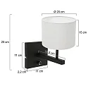 Steinhauer wall luminaire STANG up, cylindrical, with shade E27 IP20, black matt dimmable