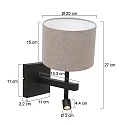 Steinhauer wall luminaire STANG with shade, with LED spot E27 IP20, black matt 