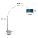 Steinhauer floor lamp SPARKLED LIGHT cylindrical, with switch, with shade, with plug, adjustable E27 IP20, steel brushed 
