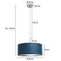 Steinhauer pendant luminaire SPARKLED LIGHT cylindrical, with shade E27 IP20, steel brushed dimmable