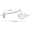 Steinhauer wall luminaire ELEGANT CLASSY with switch, with shade, with strain relief, with plug, adjustable E27 IP20, black matt 