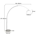 Steinhauer floor lamp SPARKLED LIGHT half round, with switch, with shade, with plug, adjustable E27 IP20, steel brushed 