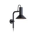 Wever & Ducré Wall luminaire ROOMOR 3.0 PAR16, 58cm, GU10, with cord switch, deep black, with shade 1.0
