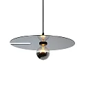 Pendant luminaire MIRRO 2.0, length 250cm / mirror Ø 45cm, E27 (excl.), black chrome